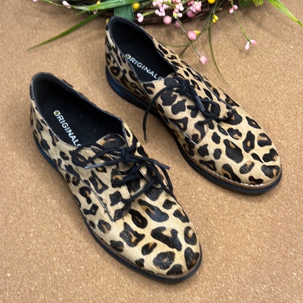 Cole Haan Grand Oxfords Calf Hair Animal Print Size 5.5